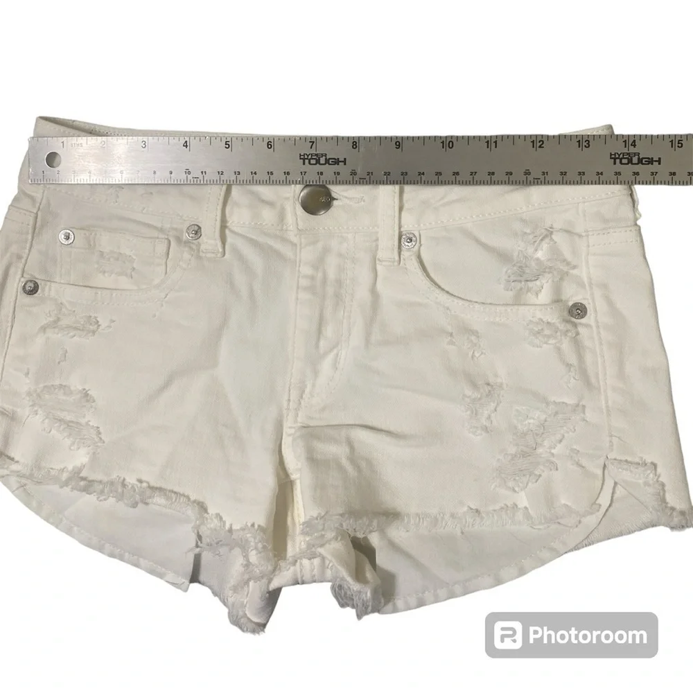 American eagle white denim shorts